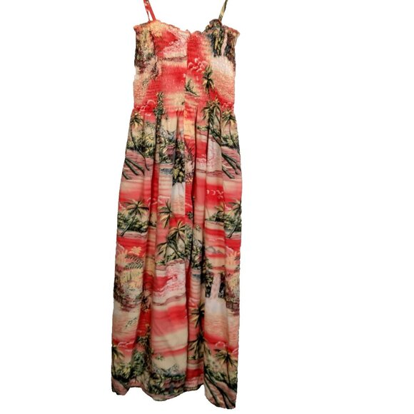 Puanani Hawaiian Dress XS Pink Tropical Aloha Beach Sleeveless Smocked Island - Picture 3 of 15
